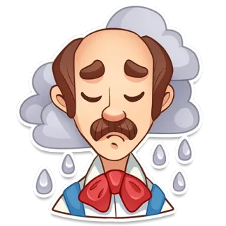 😢 sedih, menangis, pria, awan, hujan, kesal telegram sticker