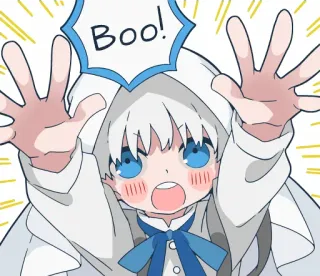 🤩 Boo! lindo, fantasma, tenebroso, bu, dibujos animados, halloween telegram sticker