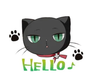 ✋ HELLO кот, привет, кавай, аниме, милый, животное telegram sticker