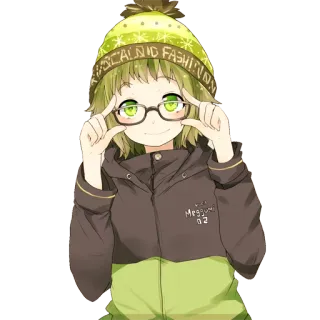 🤓 Meggurine 02 Anime, Manga, Mädchen, Brille, Hut telegram sticker