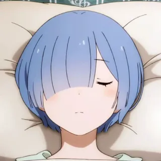 ✨ Rem Re:Zero Anime, Rem, Dormir, Re Zero, Dessin animé, Cheveux bleus telegram sticker