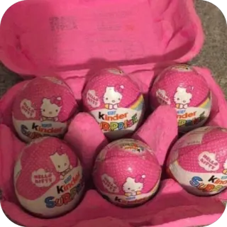 🫥 Hello Kitty HELLO KITTY hello kitty, kinder surprise, candy, sweets, pink, cartoon telegram sticker