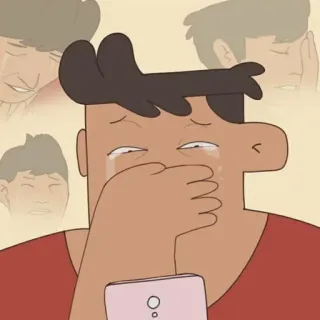 🥺 płacz, smutny, kreskówka, emocjonalny, zdenerwowany, łzy, telefon whatsapp sticker