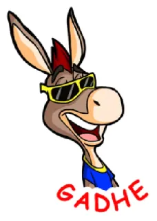 🐴 GADHE asino, cartone animato, occhiali da sole, animale whatsapp sticker