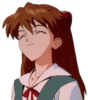 😊 Asuka Langley Soryu Neon Genesis Evangelion anime, gadis, rambut merah, tersenyum telegram sticker