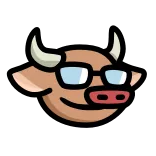 😦 vaca, gafas, animal, dibujos animados, gafas, nerd, divertido telegram sticker