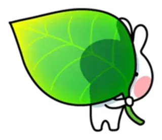 😓 lapin, feuille, mignon, animal, dessin animé telegram sticker