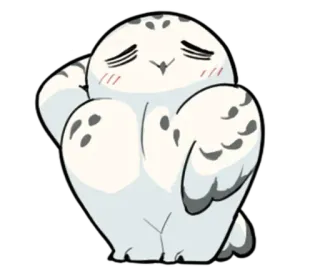 ☺ hibou, oiseau, mignon, dessin animé, harfang des neiges telegram sticker