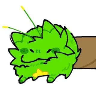 ❇️ zielony, stworzenie, słodki, kreskówka, krzaczasty, zwierzę, roślina telegram sticker