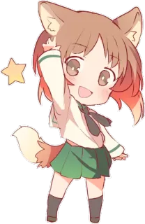 😍 Anime, Ragazza Volpe, Chibi, Kawaii, Carino whatsapp sticker