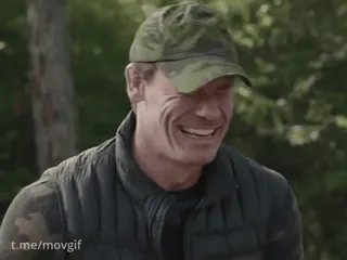 😱 t.me/movgif man, camouflage, hat, laughing, vest telegram sticker