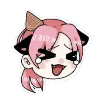 🤣 อนิเมะ, น่ารัก, แมว, หู, สีชมพู, เวเฟอร์, คาวาอิ whatsapp sticker