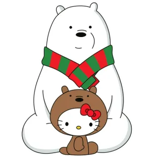 😻 Hello Kitty Hello Kitty, Мультфильм, Каваи, Милый, Белый медведь, Медведь, Шарф telegram sticker
