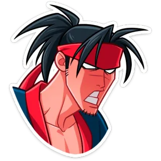 🤬 stiker, samurai, marah, kartun, ikat kepala, potret telegram sticker