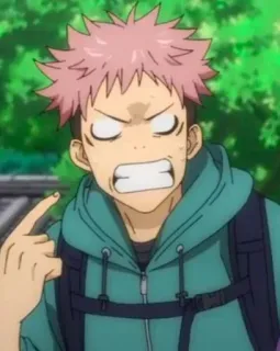 😡 Yuji Itadori Jujutsu Kaisen anime, manga, character, Yuji Itadori, Jujutsu Kaisen, funny telegram sticker