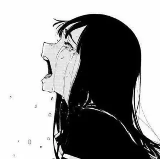 🌟 weinen, traurig, Anime, Manga, Emotion, Tränen, Schwarzweiß telegram sticker