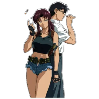 😂 Revy Black Lagoon Anime, Pistola, Armi, Personaggi, Cartone animato, Black Lagoon, Revy, Violenza telegram sticker