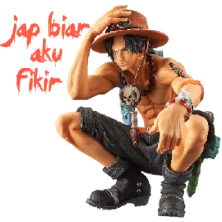 🤔 Ace One Piece Jup bica aku Fiir โจรสลัด, อนิเมะ, วันพีซ, ตัวละคร, แอ็คชั่น, ไฟ, หมวก, นั่งยองๆ telegram sticker