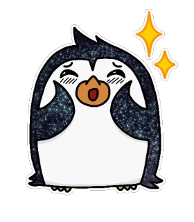 ✨ pingüino, mono, brillante, animal, pegatina, dibujos animados, kawaii telegram sticker