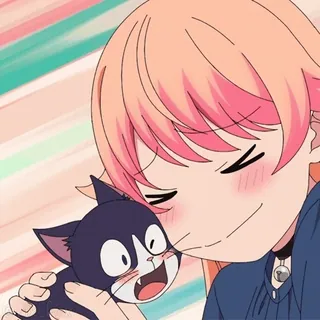 🤗 Anime, Desenho animado, Gato, Fofo, Garota, Cabelo rosa, Feliz telegram sticker