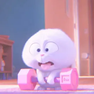 🐰 Snowball The Secret Life of Pets rabbit, animal, dumbbell, exercise, cartoon, pet, character whatsapp sticker