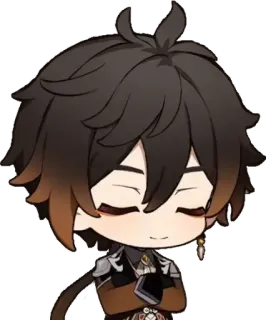 😌 Zhongli Genshin Impact anime, video game, character, zhongli, genshin impact, chibi telegram sticker