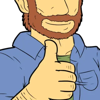 👍 duim omhoog, cartoon, personage, positief, man, baard telegram sticker