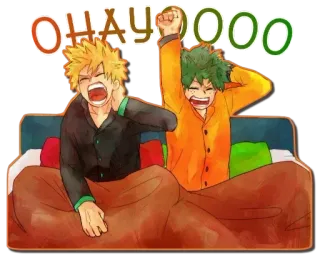 😘 OHAYOOOO anime, sleeping, cartoon, waking up, morning whatsapp sticker