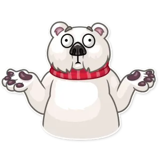 🤷‍♂️ Eisbär, Cartoon, Tier, Säugetier, Schal, Verwirrung, Schulterzucken, niedlich telegram sticker