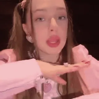 😏 Katy Dolinskaya girl, blogger, influencer, portrait, pretty, pose, pink, aesthetic telegram sticker
