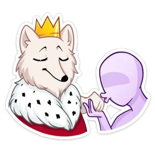 🤴 volpe, corona, re, mano che bacia, cartone animato, animale, saluto telegram sticker