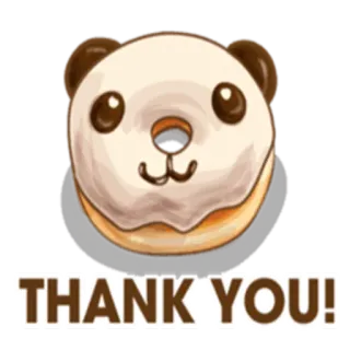 🙏 THANK YOU! donut, grazie, panda, carino, dolce, cibo whatsapp sticker