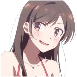👼 Anime, Chica, Sonriendo, Lindo, Dibujos animados, Ilustración telegram sticker