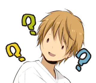 🤔 Аниме, Вопрос, Блондин, Мужской telegram sticker