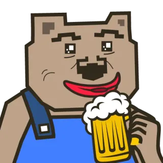 🍻 urso, cerveja, desenho animado, caneca, bebendo, animal, personagem whatsapp sticker
