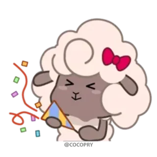 🥳 sheep, animal, celebration, party, cartoon, cute telegram sticker