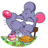 🍔 Cartoon, Dier, Muis, Dessert, Eten, Leuk, Hongerig, Taart telegram sticker