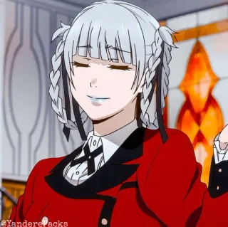 🥢 @YanderePacks anime, girl, braids, red jacket, white hair whatsapp sticker