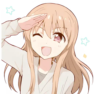 😉 애니메이션, 소녀, 경례, 귀여운, 윙크 telegram sticker