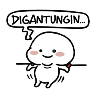 😐 DIGANTUNGIN... mono, dibujos animados, suspendido, colgando, expresión, garabato telegram sticker