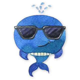 😎 baleine, lunettes de soleil, cool, animal, mer, eau, bleu telegram sticker