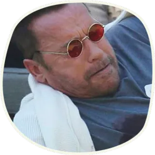 🙃 Arnold Schwarzenegger Arnold Schwarzenegger, ator, celebridade, óculos, óculos redondos telegram sticker