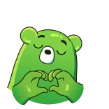 💓 zielony, niedźwiedź, serce, miłość, słodki, kreskówka telegram sticker