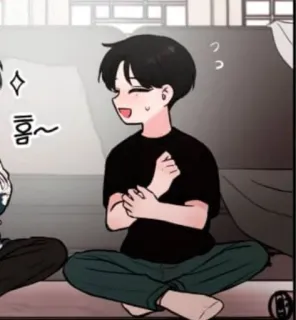 ☺️ 흠~ 卡通, 可爱, 男孩, 坐着, 微笑, 卡哇伊, 动漫 telegram sticker