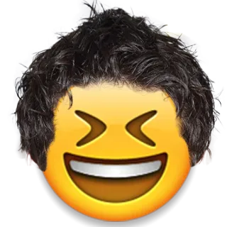 😆 emoji, laughing, happy, hair, face, expression telegram sticker