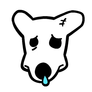 😢 triste, carino, cane, lacrime, bianco, testa, semplice telegram sticker