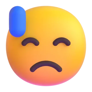 😓 อีโมจิ, ประหม่า, เหงื่อ, สีหน้า, กังวล telegram sticker