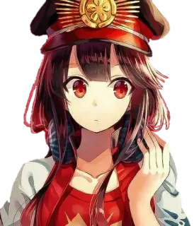👀 Anime, Gadis, mata merah, Topi, Karakter telegram sticker