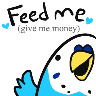 💵 Feed me burung, hewan peliharaan, hewan, lucu, biru, permintaan, makanan telegram sticker