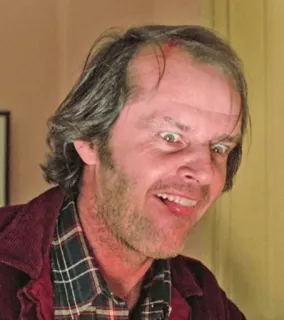 😈 Jack Torrance The Shining Jack Nicholson, horror movie, The Shining, creepy, crazy, Overlook Hotel telegram sticker